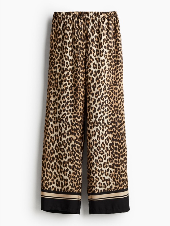 H&M Pants - H&M Leopard Print Wide-Leg Pants, Size L, Great Condition